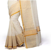 Stylesindia Cotton Kerala Kasavu Saree with Zari Border & Blouse | Traditional Kuthampully Saree for Onam, Diwali, Pongal